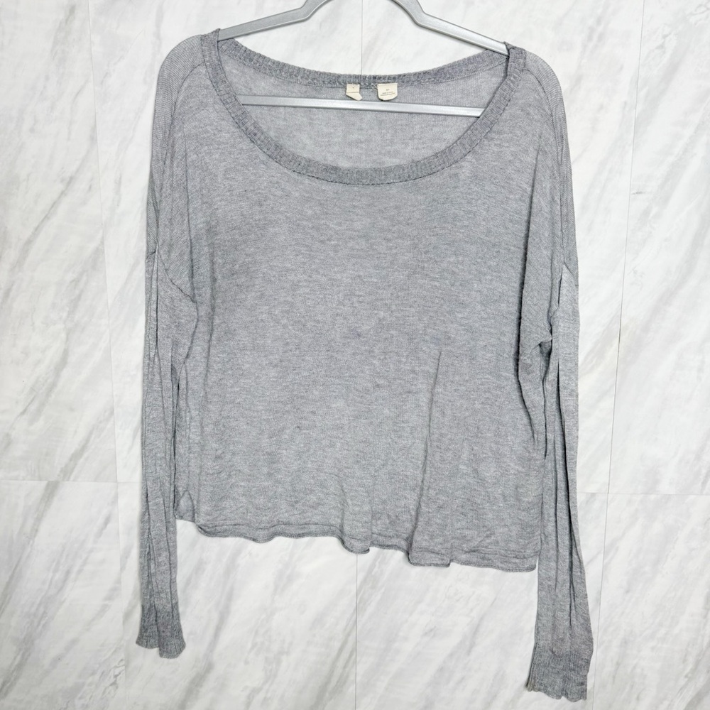 Moth Gray Crop Blouse Relaxed Fit